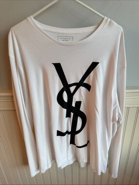 F&F White Tee with Black Logo YSL Print 3XL